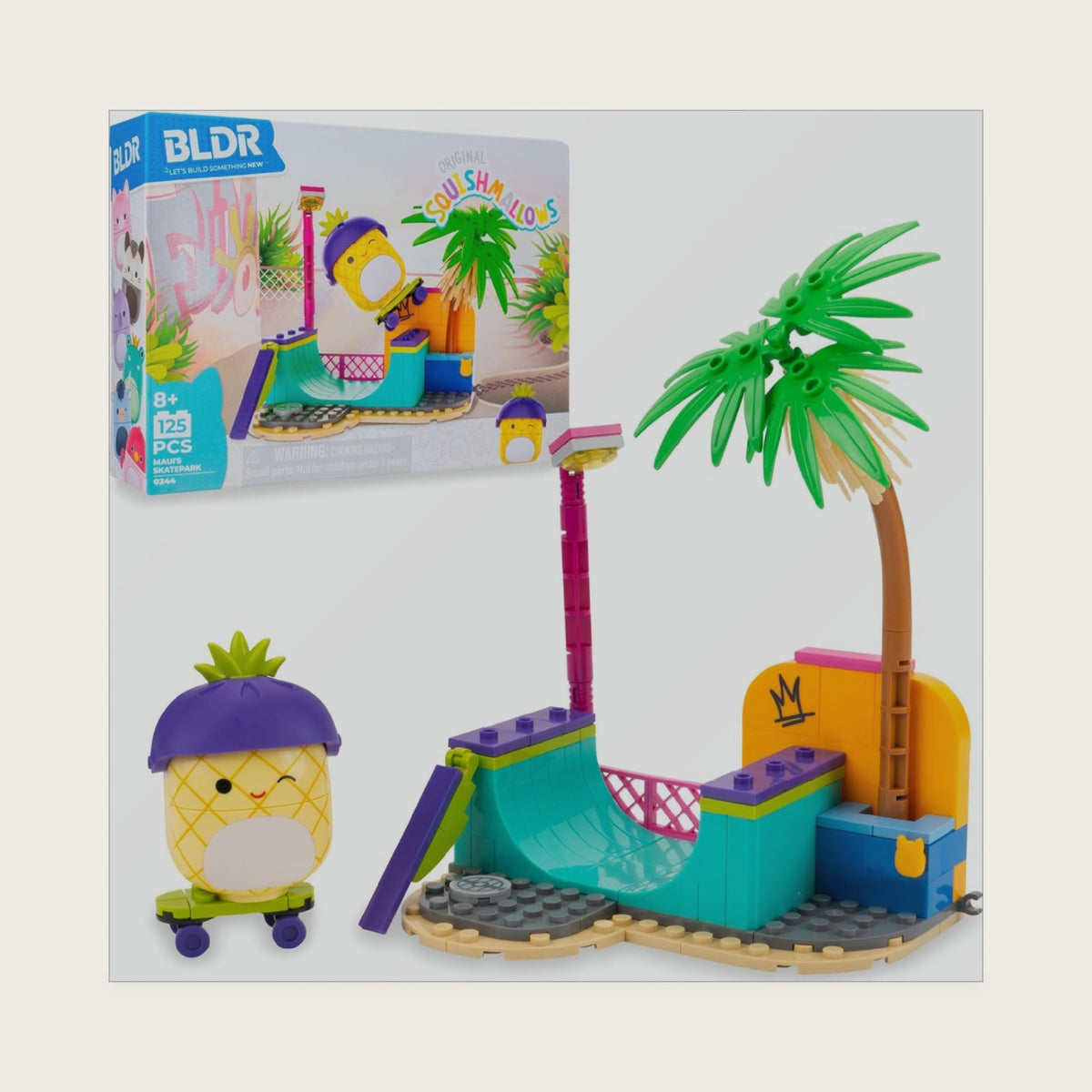 BLDR Maui's Skatepark Building Set - Maui the Pineapple Buildable Figure - Fans 8+, 0244