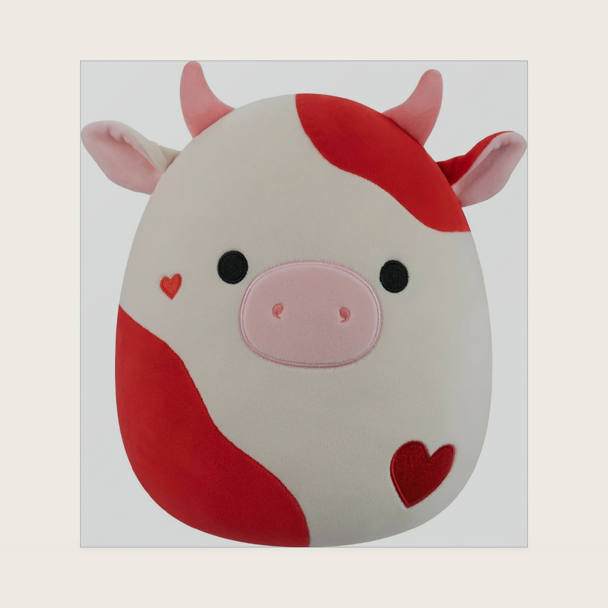 Original 12in Idris the Red and White Hearts Cow – Official Plush (Medium-Sized)