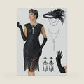 MTITE Women's Flapper Dresses 1920s for Women Great Gatsby Sequin Fringed Roaring 20s Cocktail Dress with Accessories Set