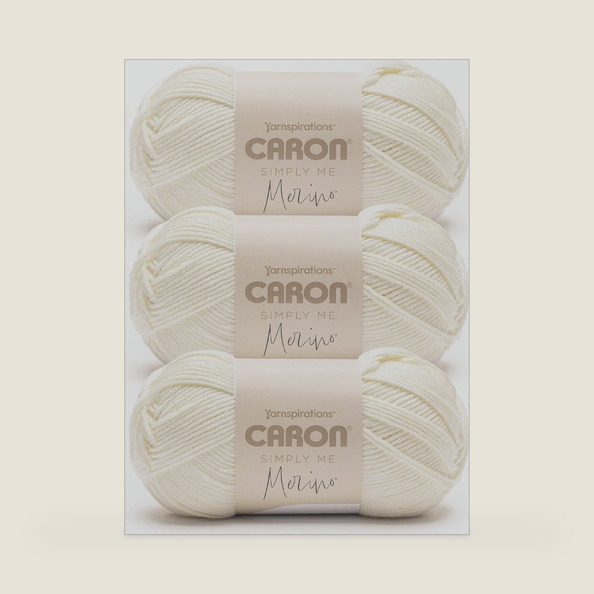 Caron Simply Me Merino Soft Yarn for Crocheting, Heirloom White, 3-Pack