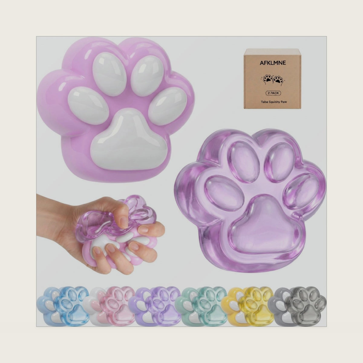 2-Pack Taba Squishy Fidget Toys, Cat Paw Squishies Squeeze Toys for Adults