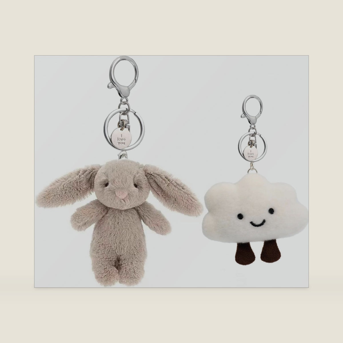 Cute Keychain Bunny Plush Rabbit Key Chain Smiling Cloud Keychains Women Bag Purse Backpack Charms