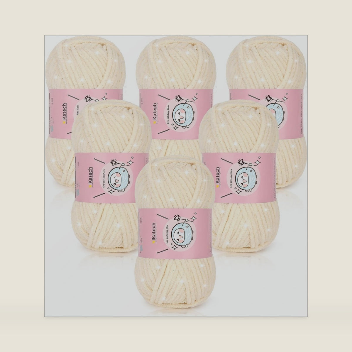 Katech Sparkle Chenille Yarn for Crocheting-6 * 50g/1.76oz-4 Worsted Medium