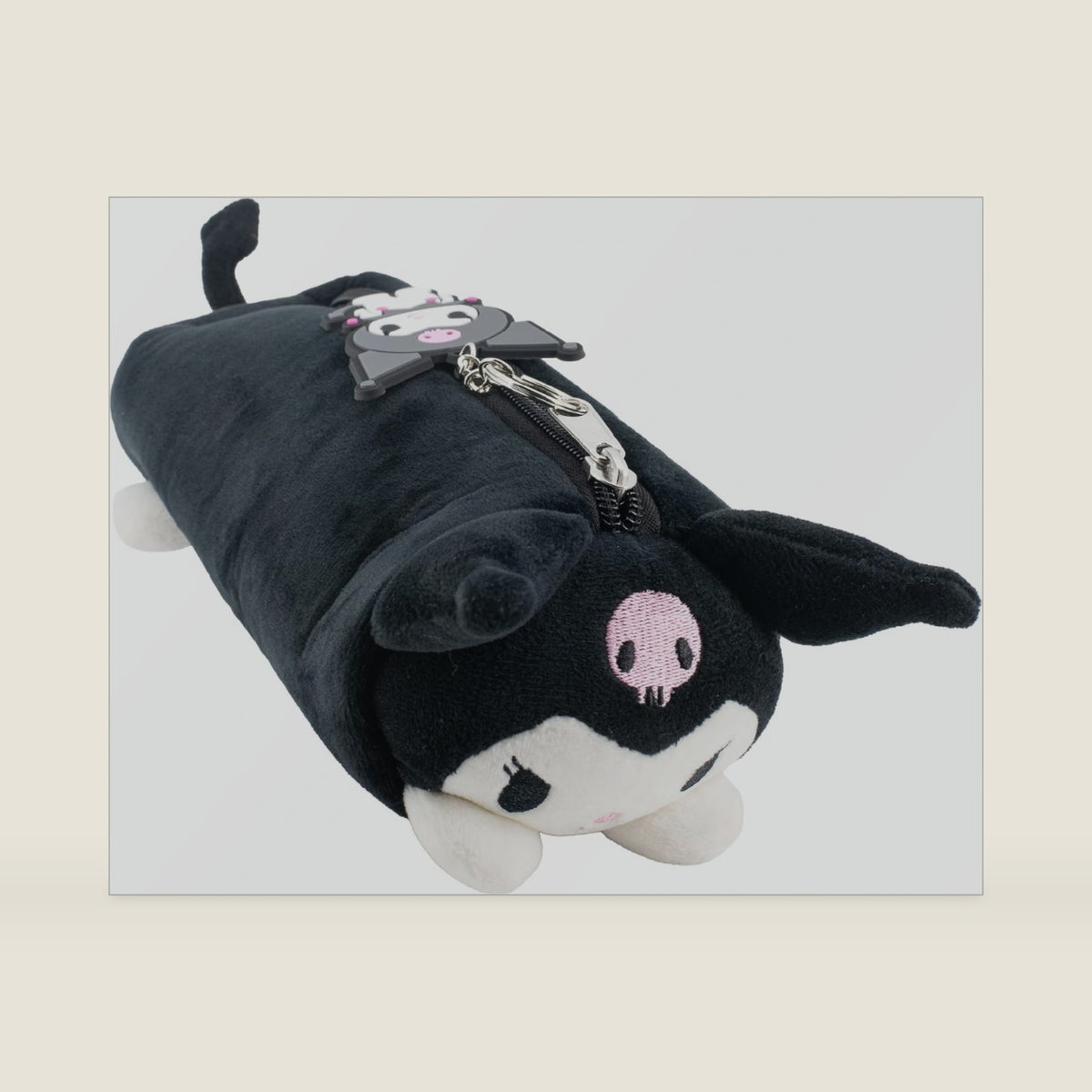 AI Kuromi Soft Plush Multi-Function Storage Case, Plush Bag Charm with 3D Features, Black