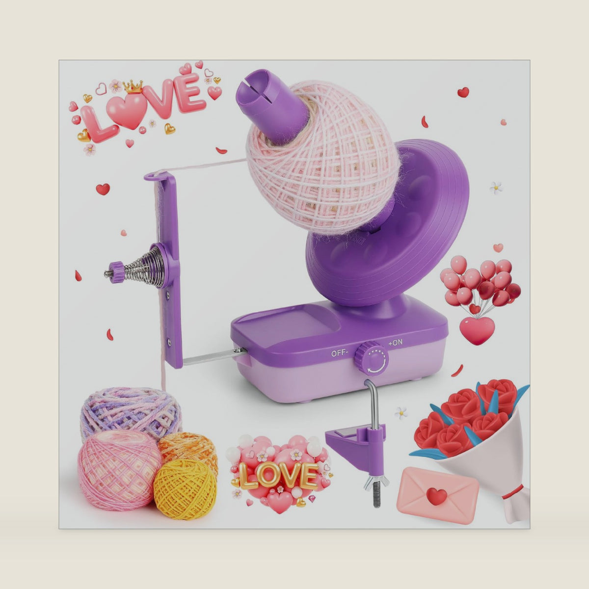 Electric Yarn Winder for Crocheting-Automatic Crochet Yarn Ball Winder for Perfect Neat Cakes-Stepless Speed with Strong Tension, Tangle-Free Knitting Gift for Seniors with Arthritic Hands(Purple)