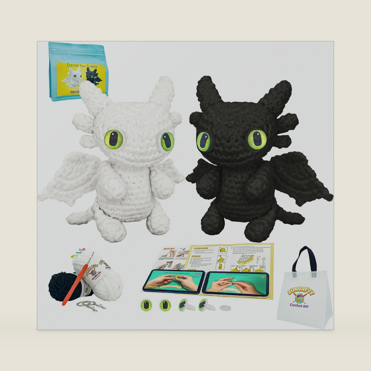 LuNuaFvy Crochet Kit for Beginners - Learn to Crochet 2 Animal for Adults