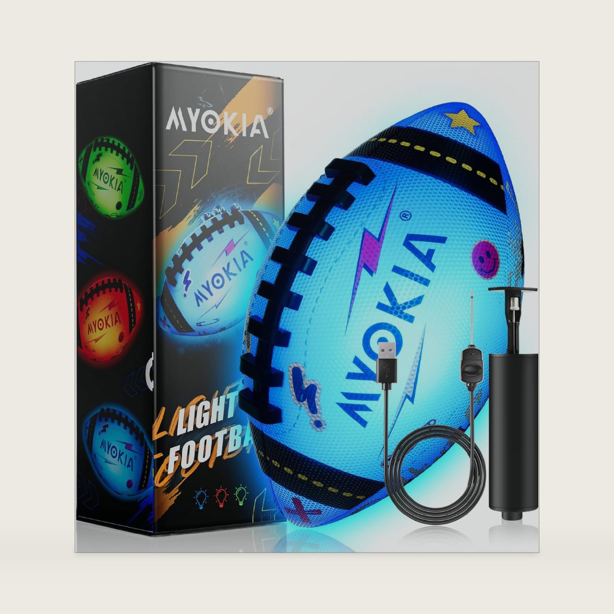 Rechargeable Light Up Football, Size 6, for Kids & Teens