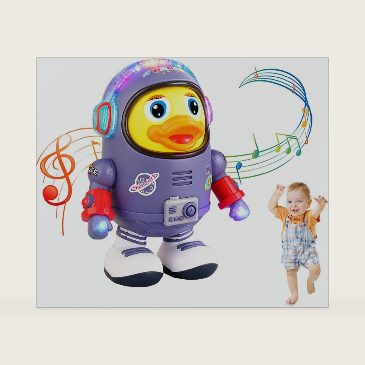 Dancing Space Duck Toy,Space Duck Dancing Musical Interactive Toy,Dancing Duck,Cute Singing Walking Duck Toys with Music LED Lights for Kids Birthday Gifts