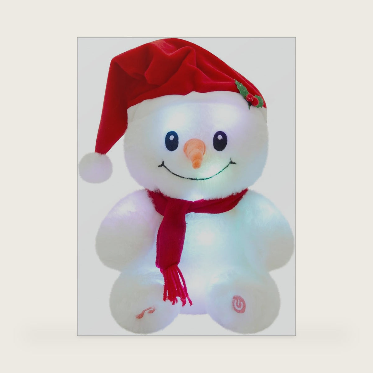 Glow Guards Christmas Snowman Stuffed Animal Light up Musical 10" Night LED