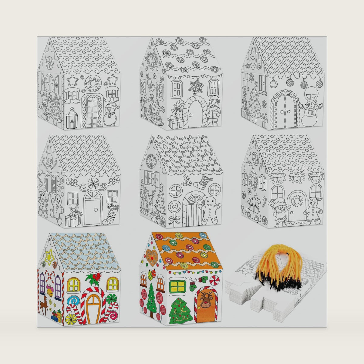 80UncleKimby 25Sets Christmas Crafts Gingerbread House Coloring Kit