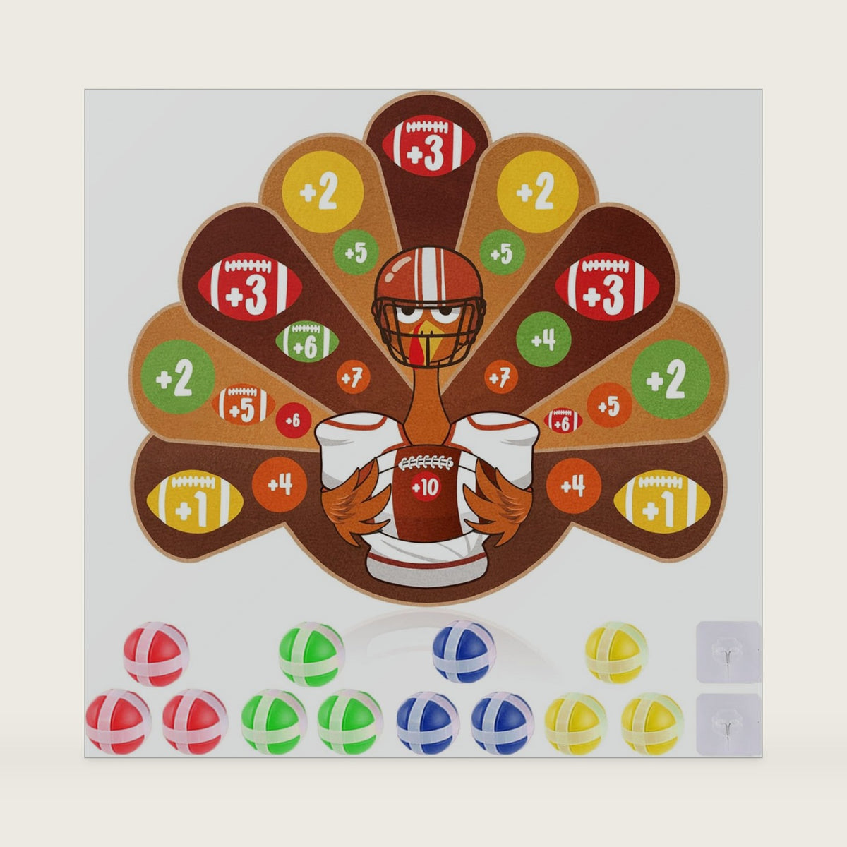 Thanksgiving Football Toss Games Fall Festival Turkey Board Thanksgiving Party Favors with 12 Balls and 2 Hooks Turkey Yard Games for Family Adults Activities Indoor Outdoor Sports Fun Decoration