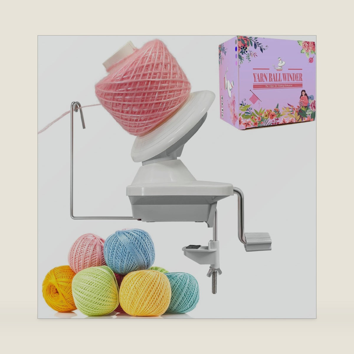 BAPOTH Yarn Winder, 3.5oz Capacity, Low Noise, Fits Under Size 5, Gray