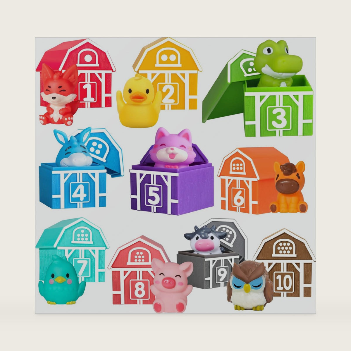 10 Counting Barn Toys & 10 Farm Barn Animals for Toddlers 1-3