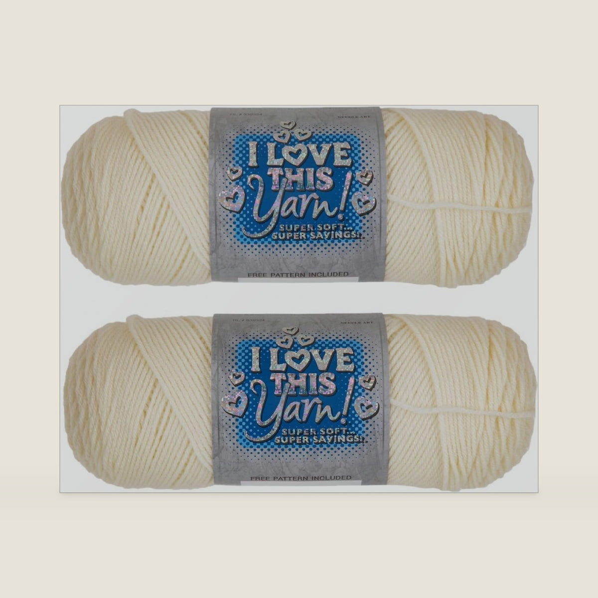 Hobby Lobby I Love This Yarn, 100% Acrylic, Ivory, Set of 2