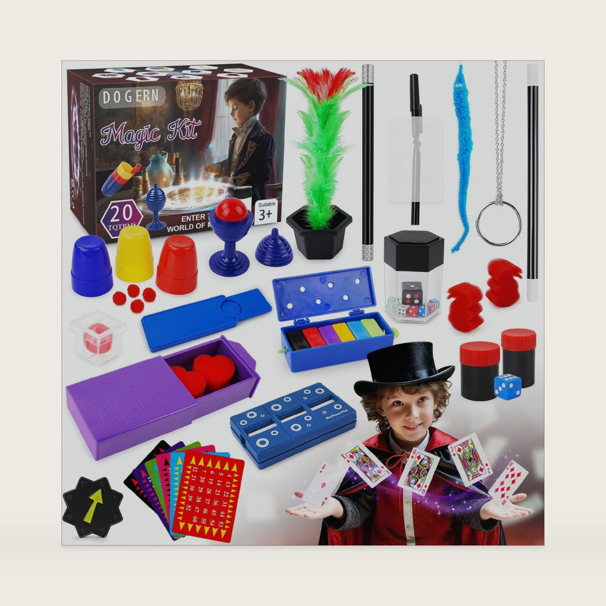 Magic Kit, Magic Tricks Includes Magic Wand and Magician Costume, Exciting Starter Magic Set Gift for Boys Girls Ages 6-12, Magic Tricks for kids, Perfect for Christmas, Halloween, and Birthday