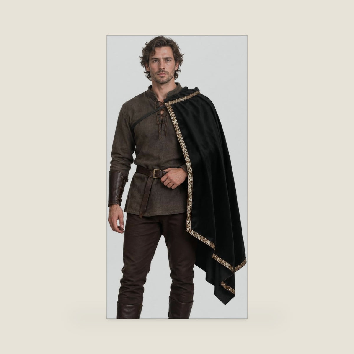 Men’s Medieval Knight Half-Shoulder Cape Adjustable Tie for Halloween cloak