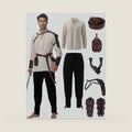 Men's Renaissance Costume,8 Piece Medieval Viking Pirate Outfit Set