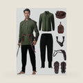 Men's Renaissance Costume,8 Piece Medieval Viking Pirate Outfit Set
