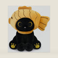 Fish Stuffed Animal Cat Plush, 8inches Black Cat Plush with Brown Taiyaki Hood Removable, Kawaii Stuffed Kitten Doll Toy Cute Plushies for Girls Kids Boys，Christmas Birthday Gifts