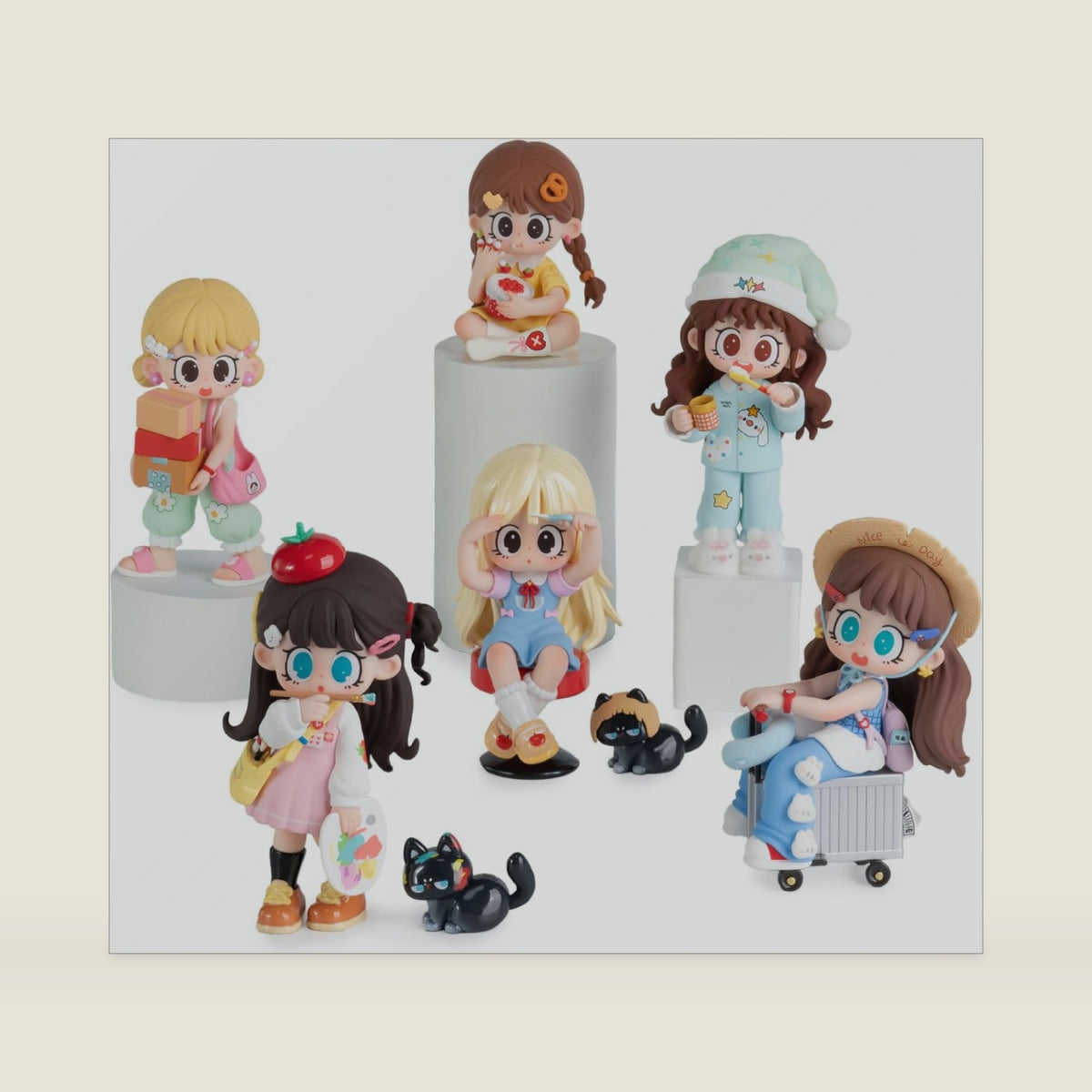 Milay Daily Times Series Single Box (Contains 1 Figure), Blind Box Cute Figures Collectible Toys Birthday Gifts