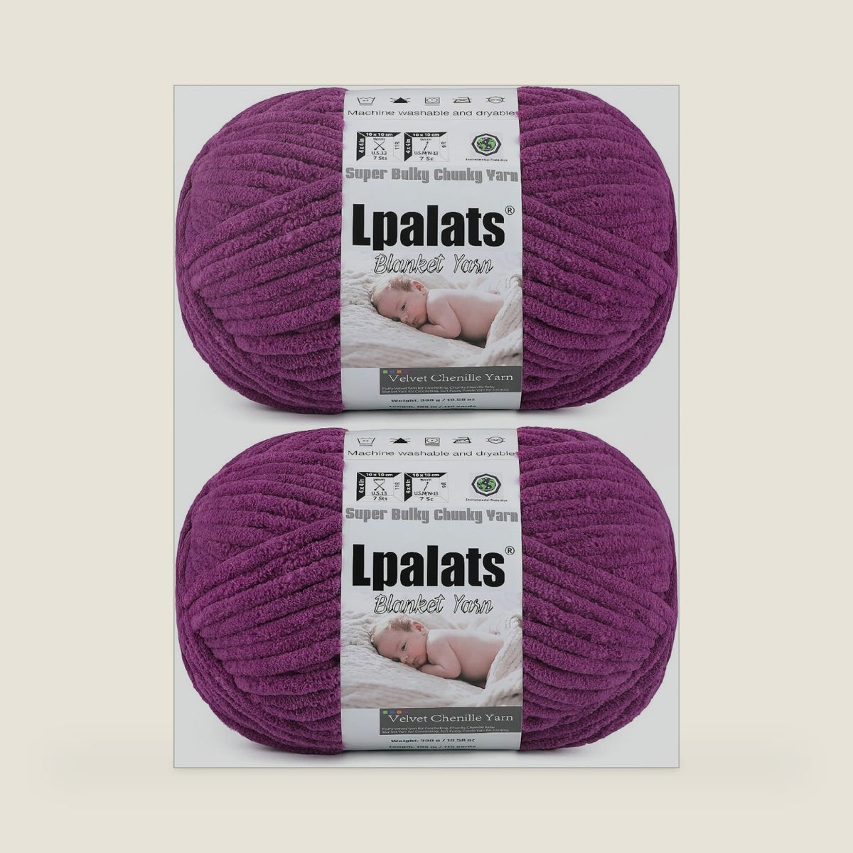 Baby Blanket Chenille Yarn for Crocheting, Purple Super Bulky Chunky Yarn