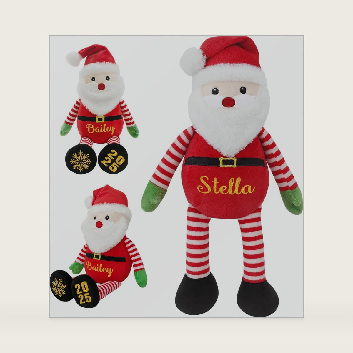 Custom Christmas Plush Santa Stuffed Animal, Personalized Santa Claus Doll