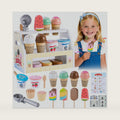 Mini Wooden Ice Cream Toys for Kids Pretend Play Kitchen Food Toys, Counter Shop Playset for Toddlers with Scoop & Menu & Fake Money for 3 4 5 6 Year Old Girls Boys Christmas Birthday Gifts