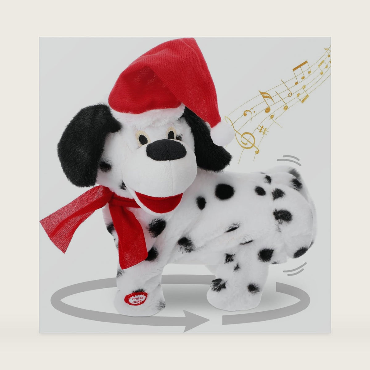 VioraWhite Singing Twerking Dog with Music Animated Christmas Toys Plush Interactive Singing Dog Toy Figures with 8 Songs and Lights Repeat What You Say, Xmas Gift