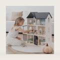Wooden Dollhouse for Kids, 6-Room Modern-Style Toy Doll House Playset
