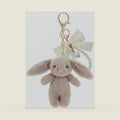Plush Bunny Keychain with Bow Pearl 3.5 In