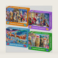 100 Piece Christmas Puzzles for Kids Ages 4-6, 4 Pack Jigsaw Puzzles for Kids Ages 6-8, Christmas Cats Dogs Snowman Sleigh Xmas Gifts for Boys and Girls Learning Educational Holiday Puzzles 5-8 8-10