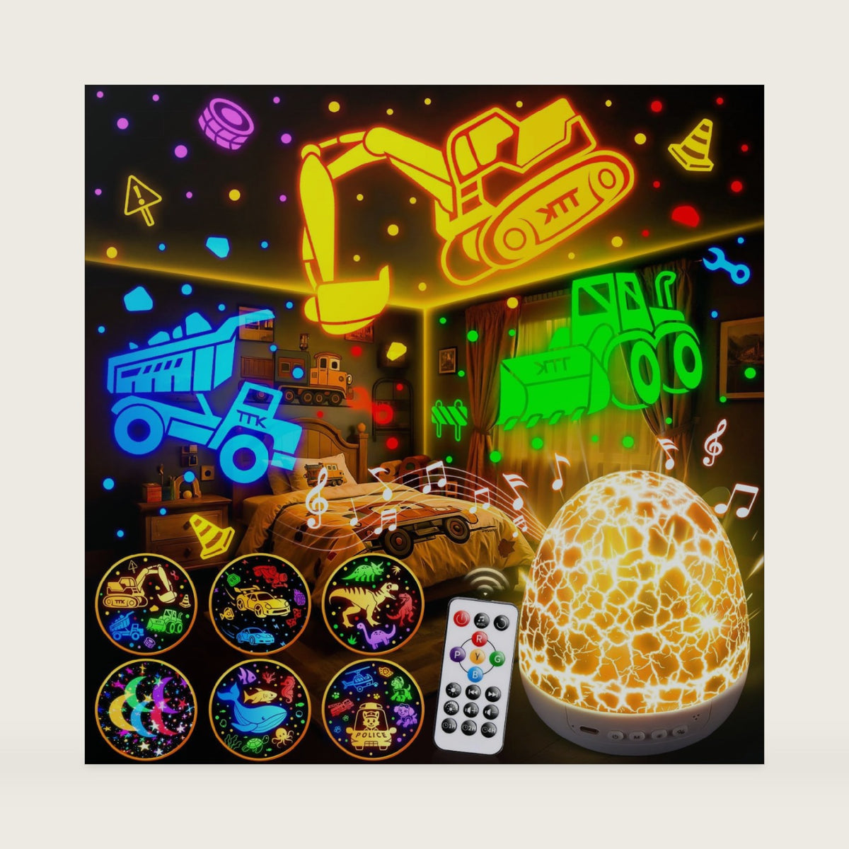 Truck Toy for Boys,6 Films+15 Sounds Construction Excavator Light Projector