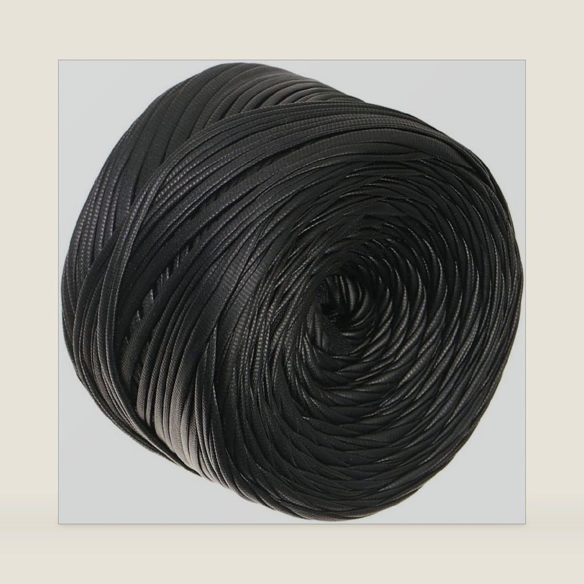 T-Shirt Yarn 200g (98 Yds) - Soft Single-Side Faux Leather Tshirt Yarn for Crocheting Bags, Rugs, Baskets, Coasters, Home Decor (Onyx Black)