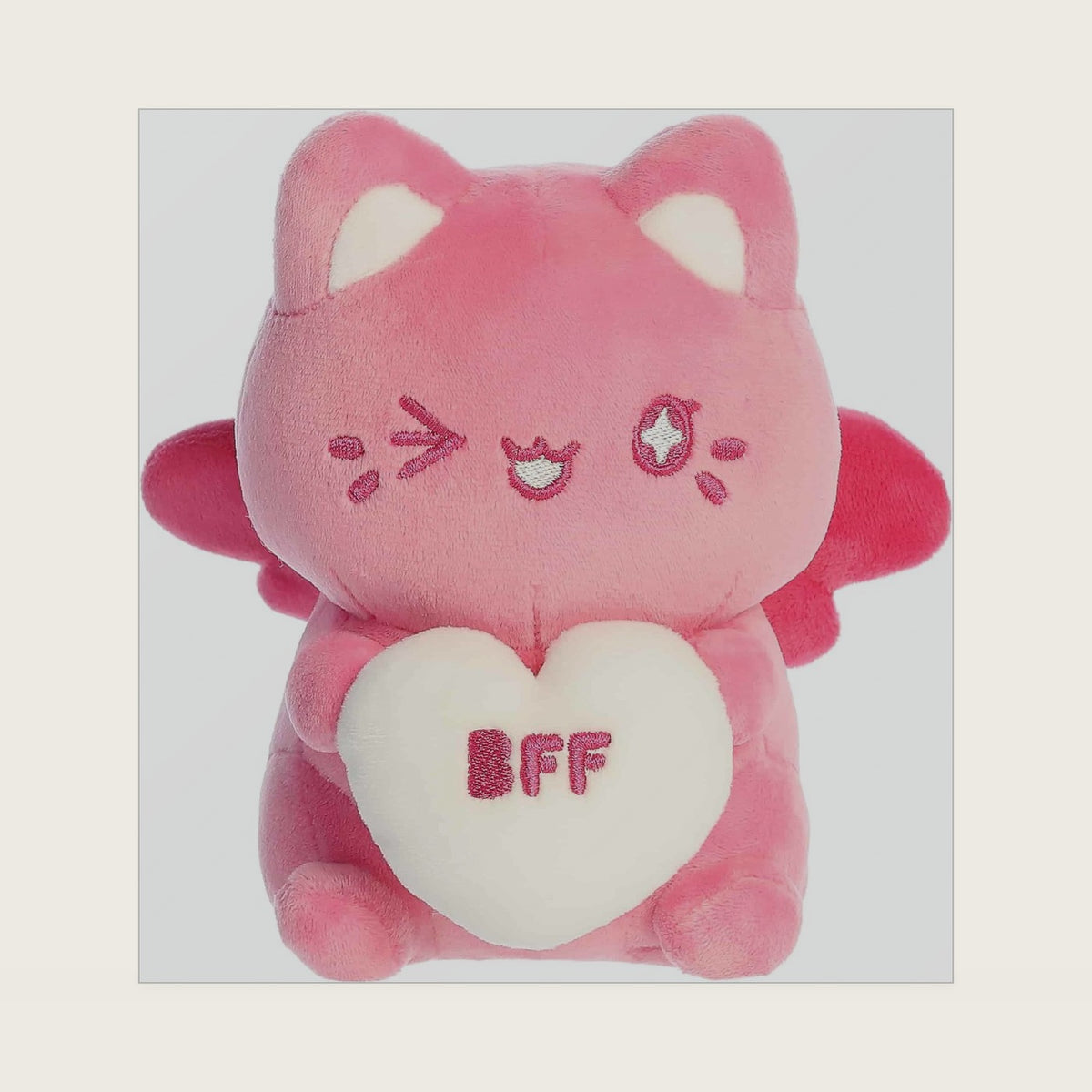 Enchanting Tasty Peach BFF Candy Heart Meowchi Stuffed Animal - Fun Seasonal Plush For Kids and Adult Collectors - Perfect for Decorating Rooms and Valentine's Day - Pink 7 Inches