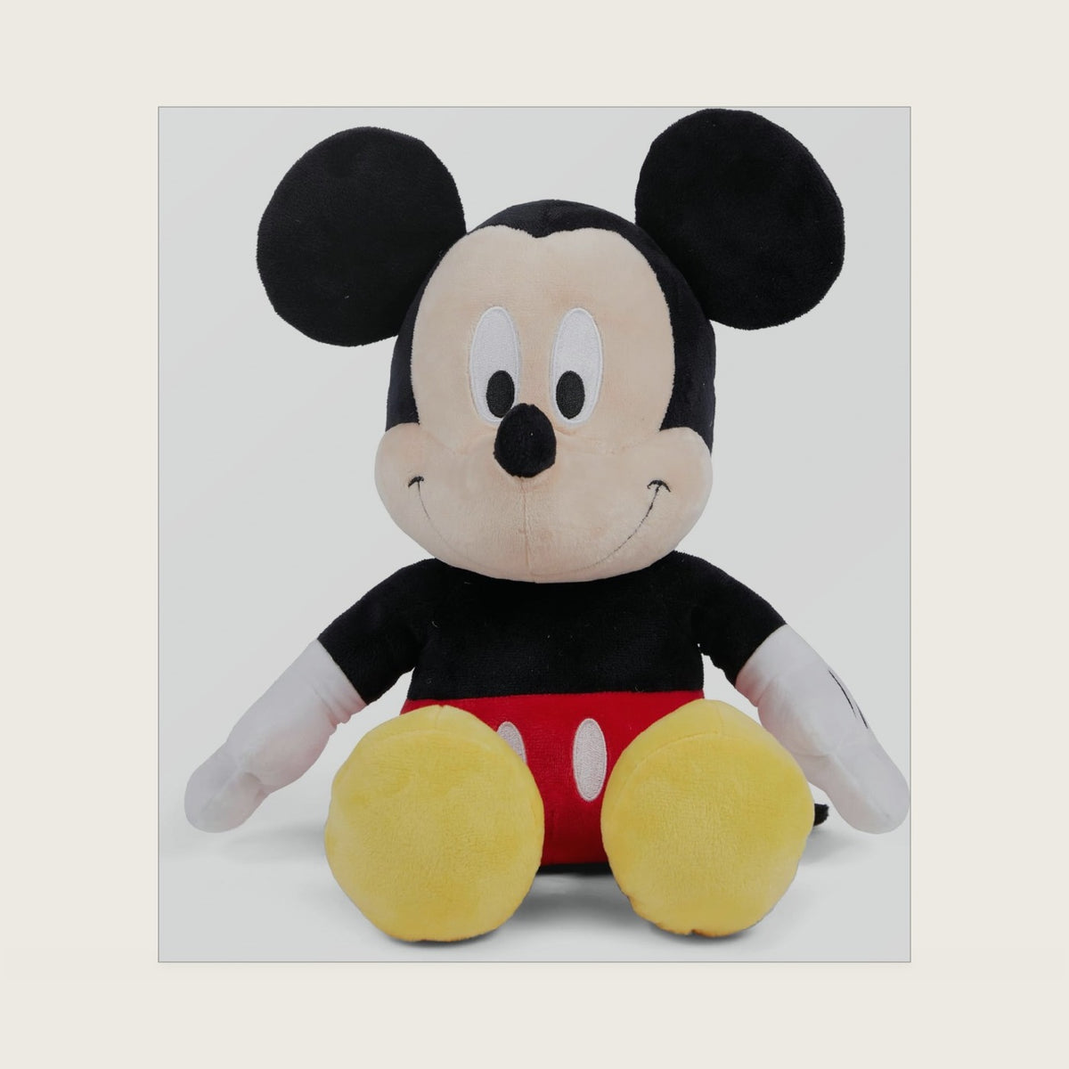 Official Mickey Mouse Soft Toy for Kids, Cuddly Character with Fuzzy Texture and Embroidered Details, Flexible Ears, Plushy Suitable for All Ages, Measures 15 Inches (10 inches Sitting)