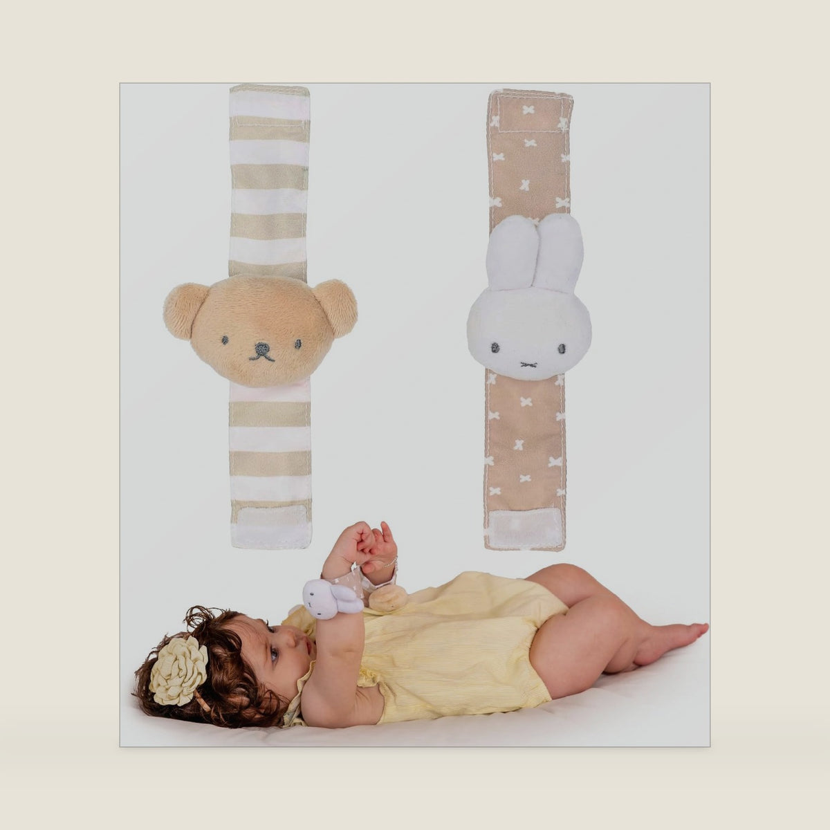 Kids Preferred Baby Wrist Rattle Set - Rattle Plush Heads, Easy On and Off Strap, Hook & Loop Closure, Embroidered Details, Ages 0 to 12 Months
