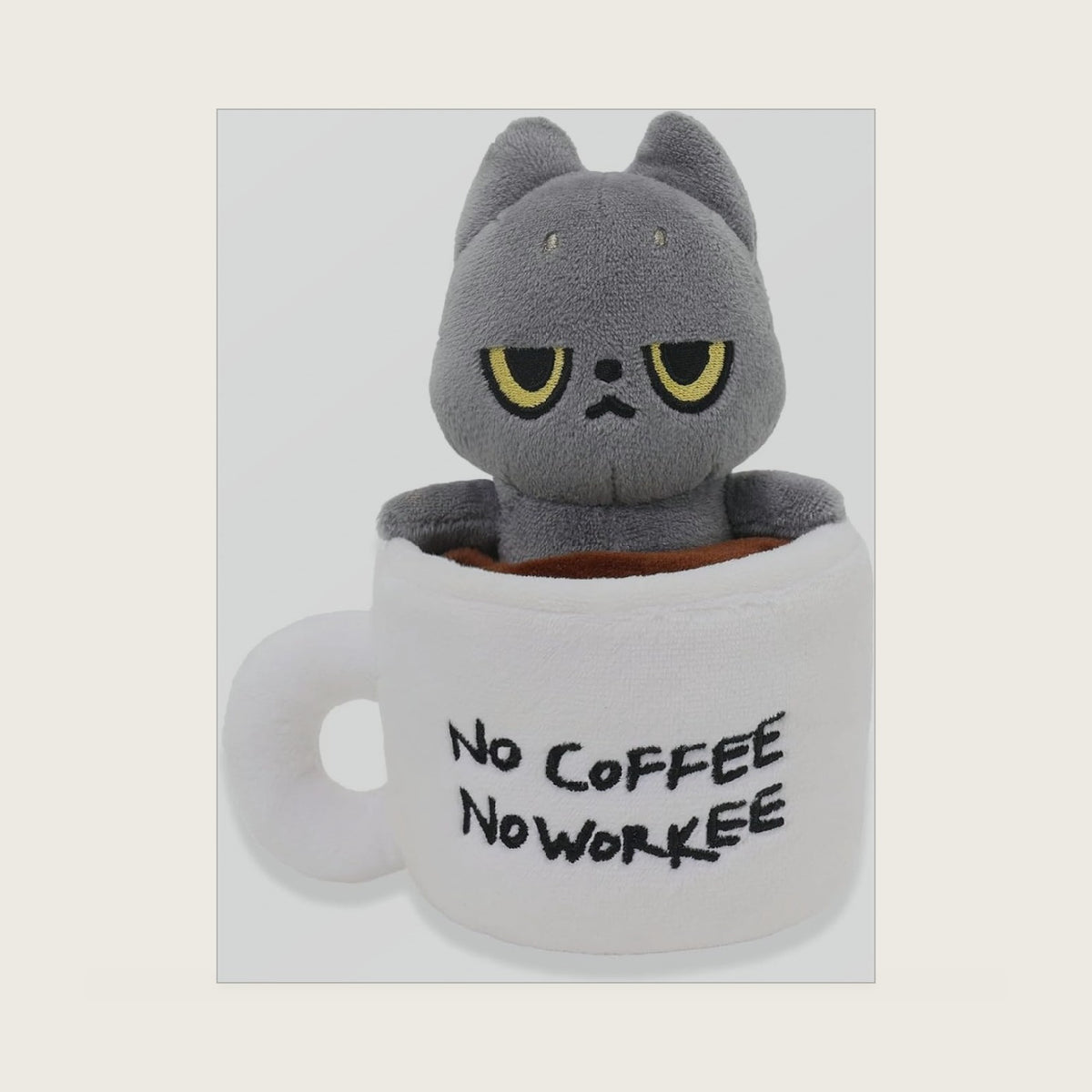 6 Inch Plush - Caffeine Lover Cat with Coffee Cup Toy