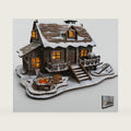 LED 3D Wooden Puzzle Winter Cabin DIY Miniature Building Kit with LED Lights - 3D Craft Rural Wooden Cabin Models Decor Gift for Adult