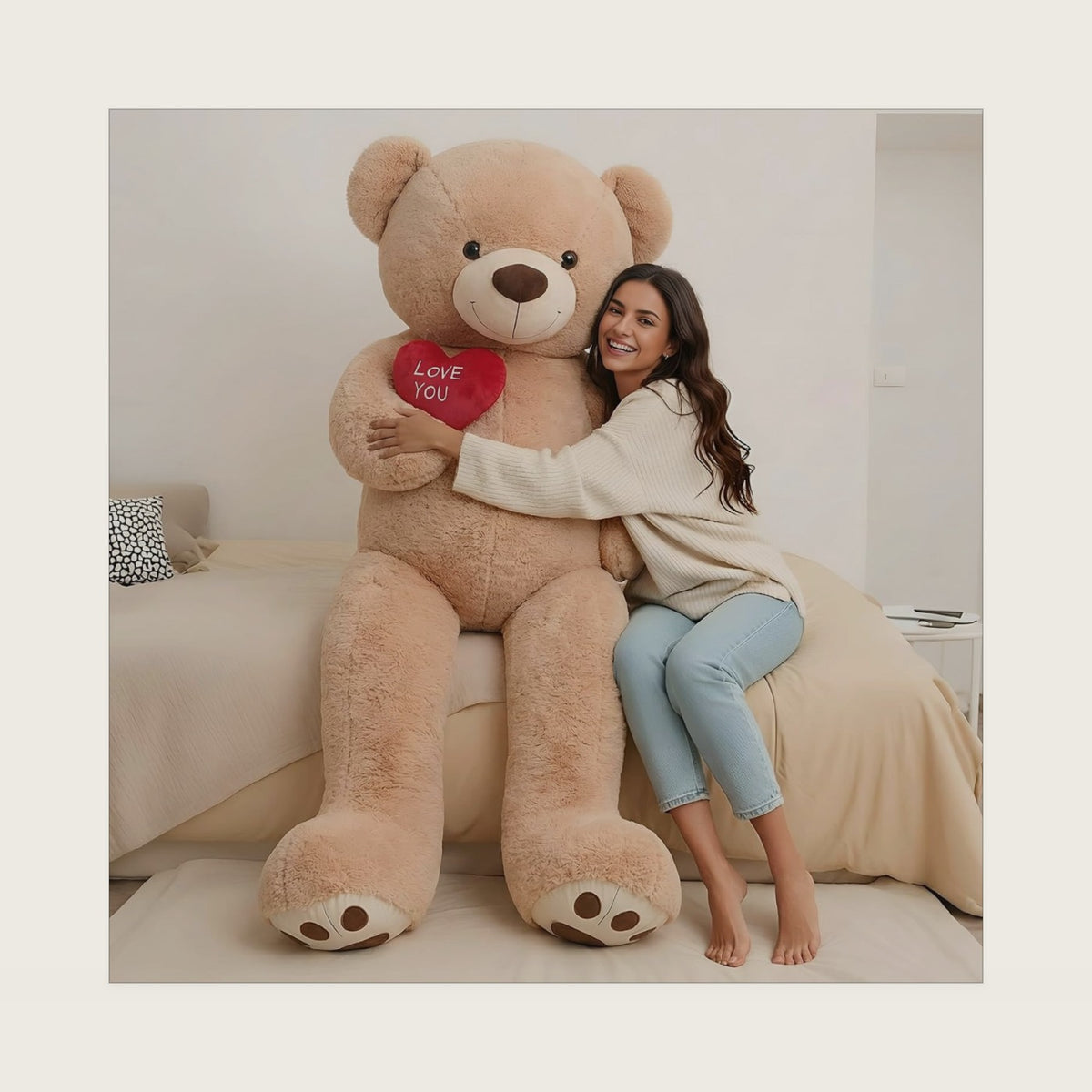 Meooeck Large Teddy Bear Huge Plush Bear, Love You, 6Ft, Brown