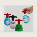 Light Up Spinning Top Toys for Kids – LED Flashing Spinner Tops with Colorful Glow, Handheld Spin Toy Party Favors & Classroom Prizes – Christmas Characters 3-Pack (Penguin, Snowman & Tree)