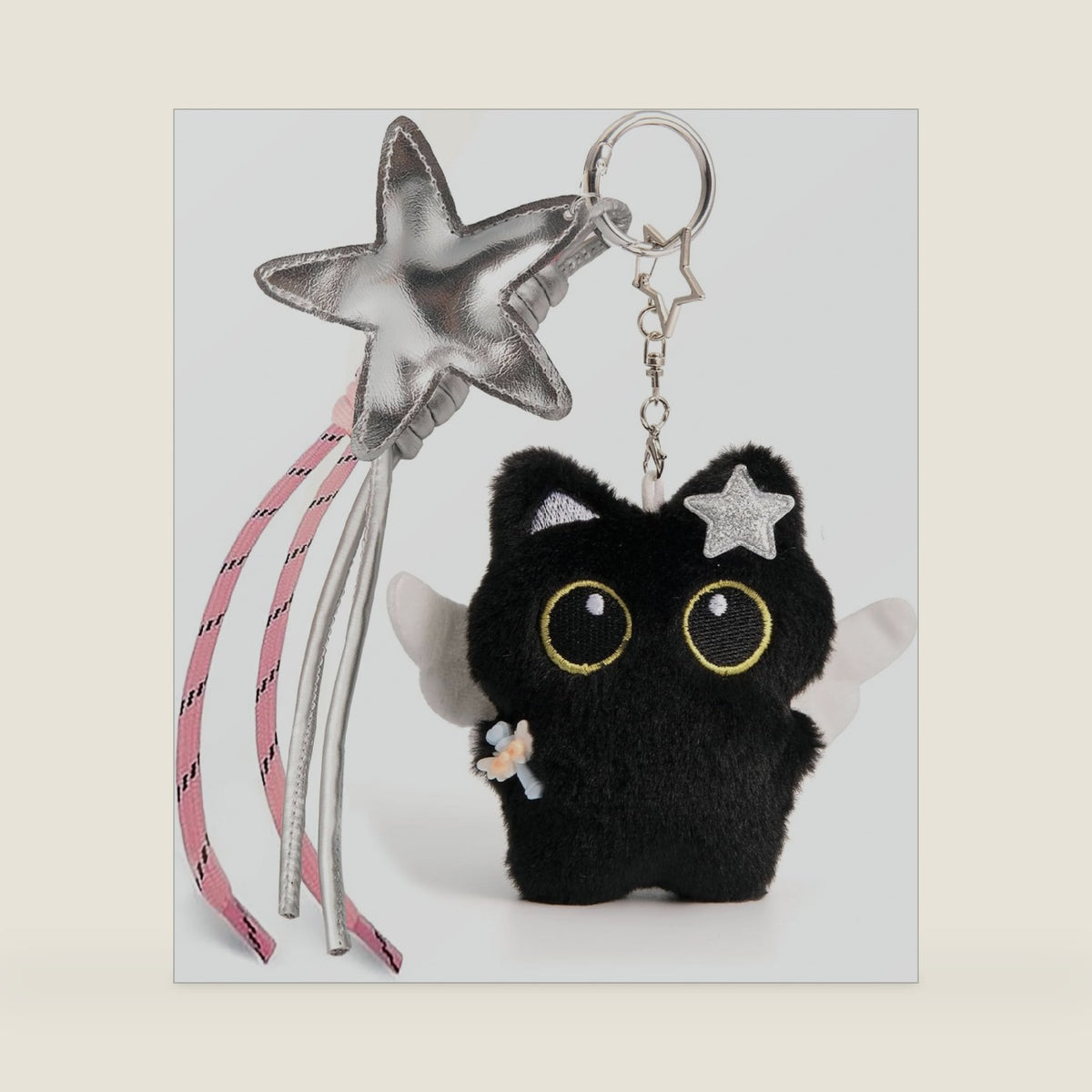 Bag Charm Cute Black Cat Plush Keychain Backpack Purse Key Chain Accessories Gifts for Women