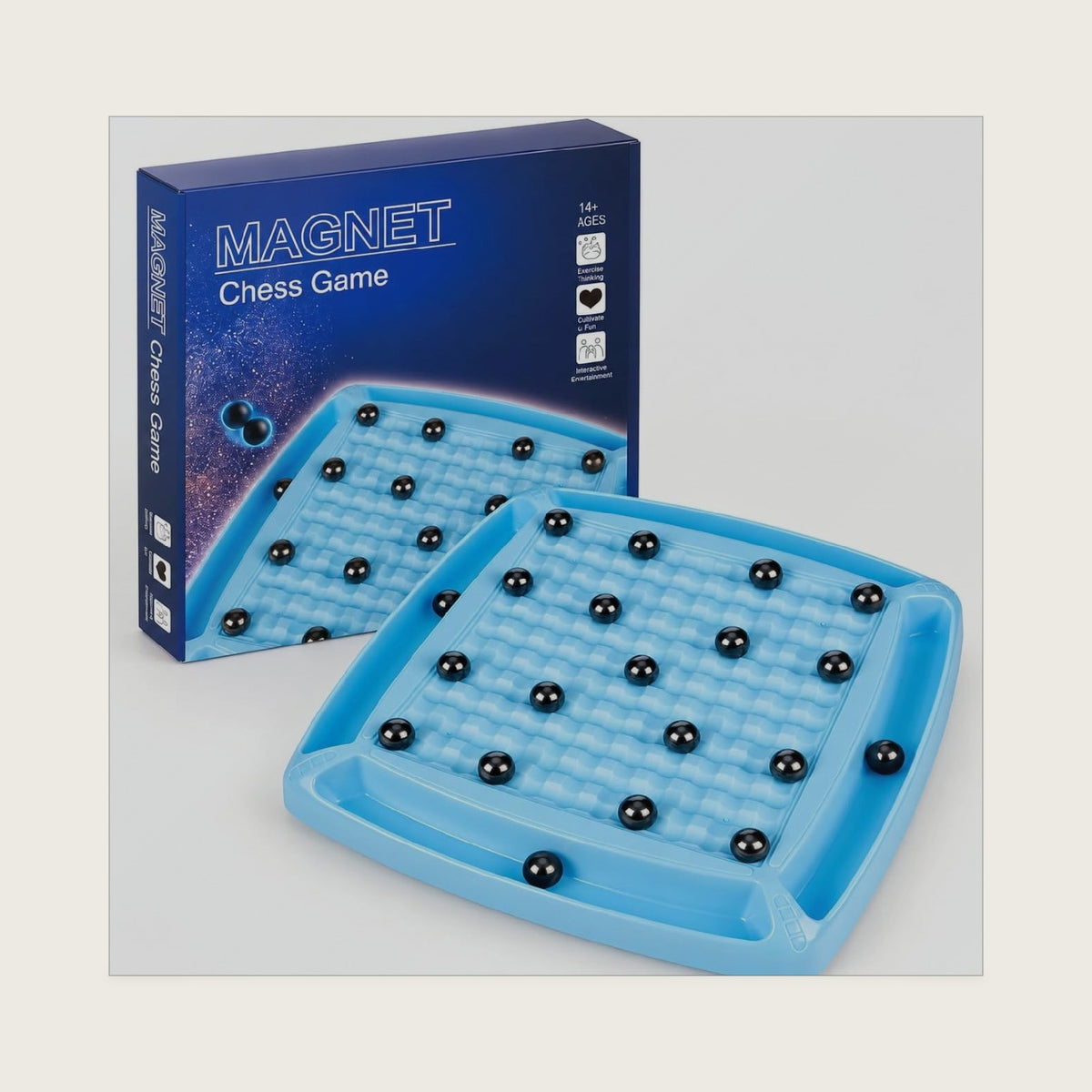 DZX Magnet Game, 50 Round Magnets, Board and Storage Bag