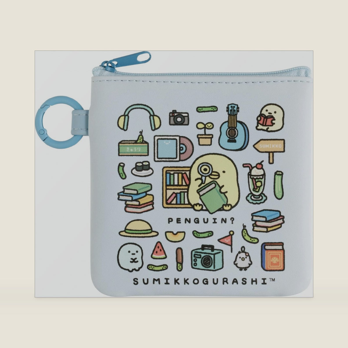 San-X Sumikko Gurashi "Sumikko no Kiri" Flat Pouch Penguin CA78602 H 4.5 x W 4.5 inches (115 x 115 mm)