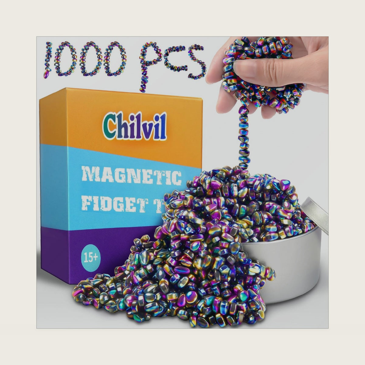 1000pcs Metal Fidget Toys for Teen Boys, Cool Gadget Quiet Office Desk Stress Anxiety Relief Fidget Stones Beads Sensory Autism Ferrite Putty Valentines Day Gifts for Him Men Teen Girl