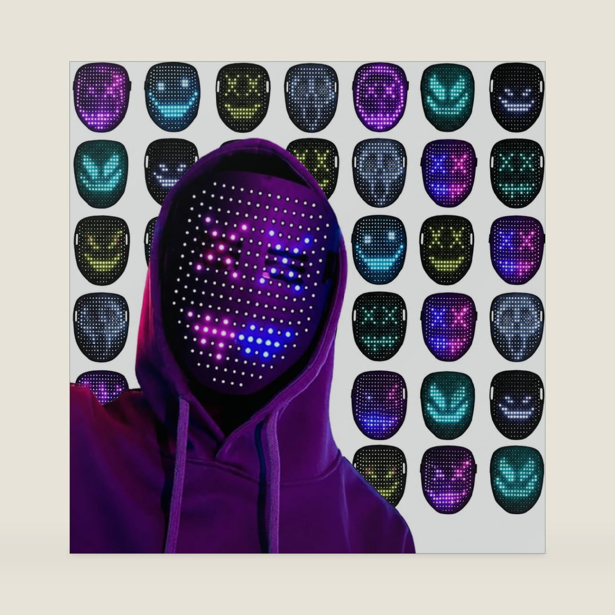 gesture-sensing Led multi-changeable masks light up the face-changing masks for Halloween and Christmas masqueradeballs、halloween mask