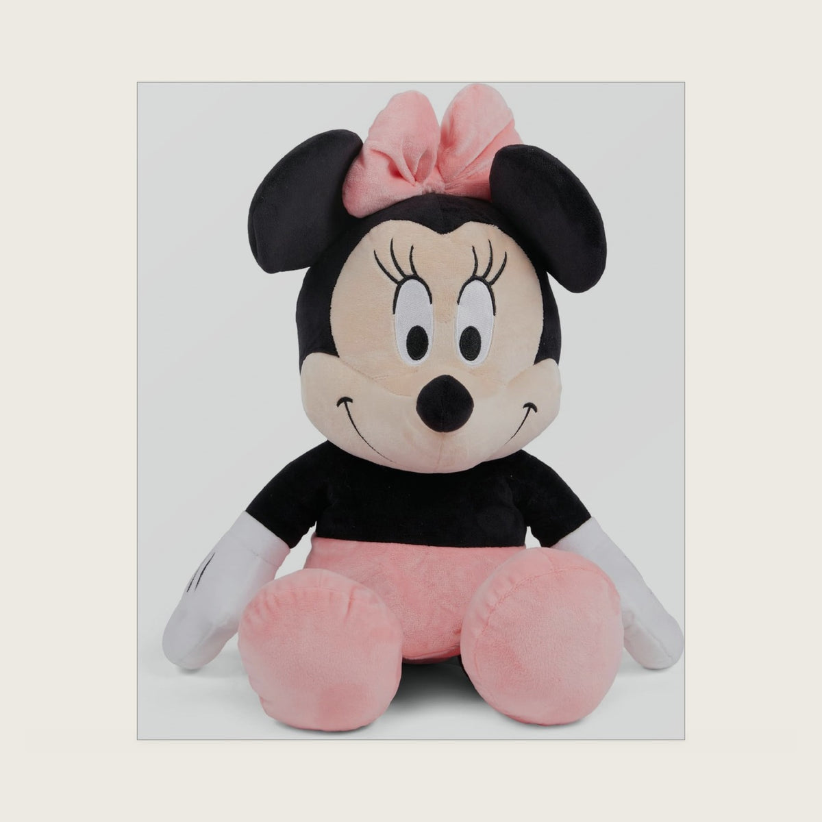Official Minnie Mouse Soft Toy for Kids, Cuddly Character with Fuzzy Texture and Embroidered Details, Flexible Ears, Plushy Suitable for All Ages, Measures 17 Inches (12 inches Sitting)