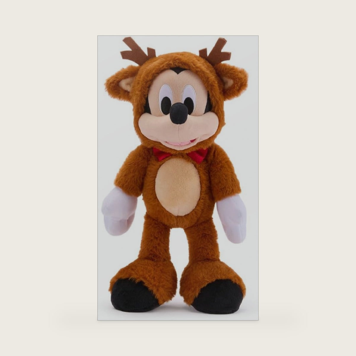 Disney Store Official Mickey Mouse Reindeer Holiday Plush - 15 Inch Christmas Plush Toy in Reindeer Suit with Sparkling Bow Tie - Disney Stuffed Animals for Boys and Girls