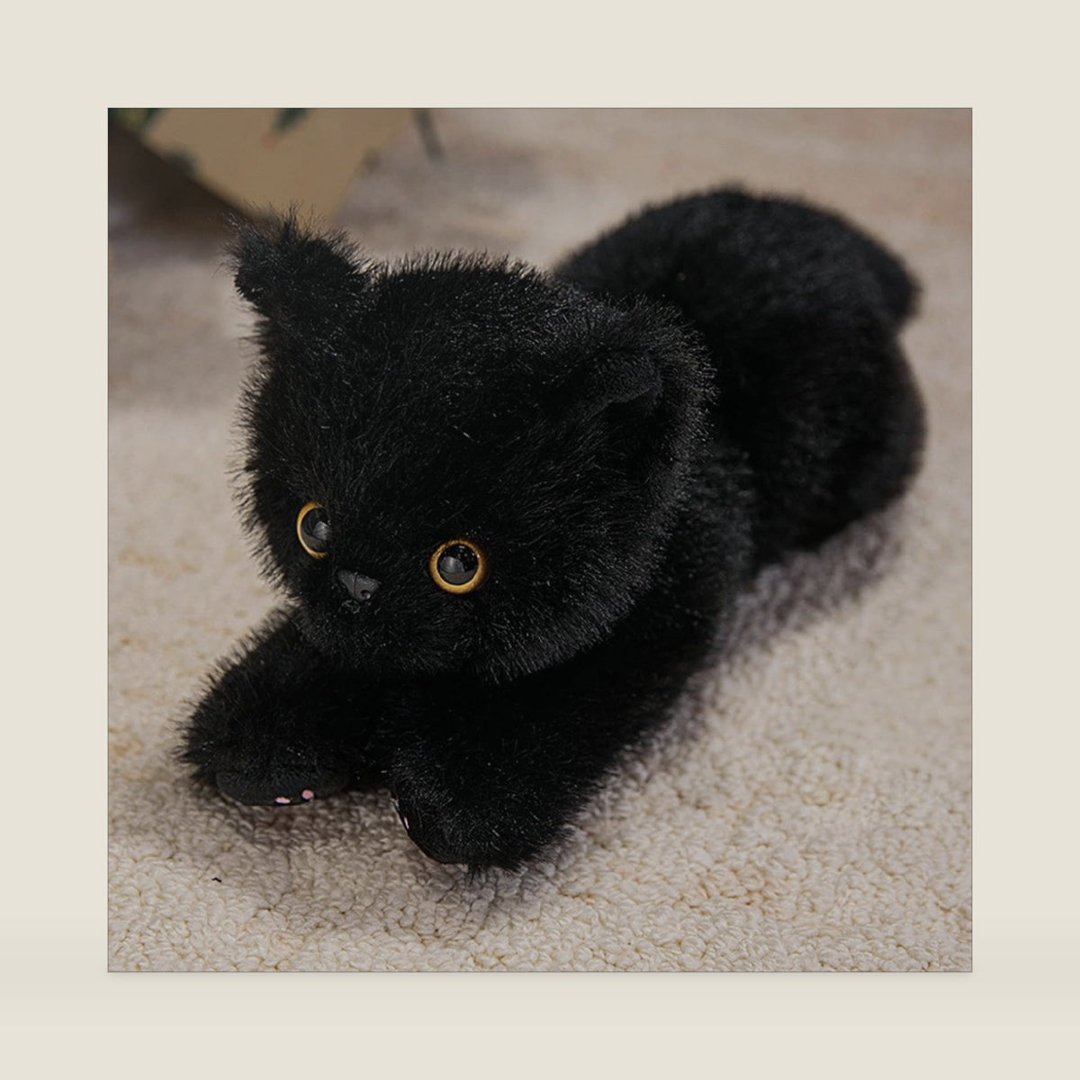 PEACH CAT Cat Stuffed Animal 12" Realistic Kitten Plushies Soft Plush Toys Gifts for Kids Black
