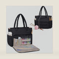 Teamoy Knitting Bag Tote, Crochet Bag Organizer, Yarn Storage, Black