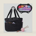 Teamoy Large Knitting Bag, Yarn Storage Tote, Crochet Bag Organizer, Black